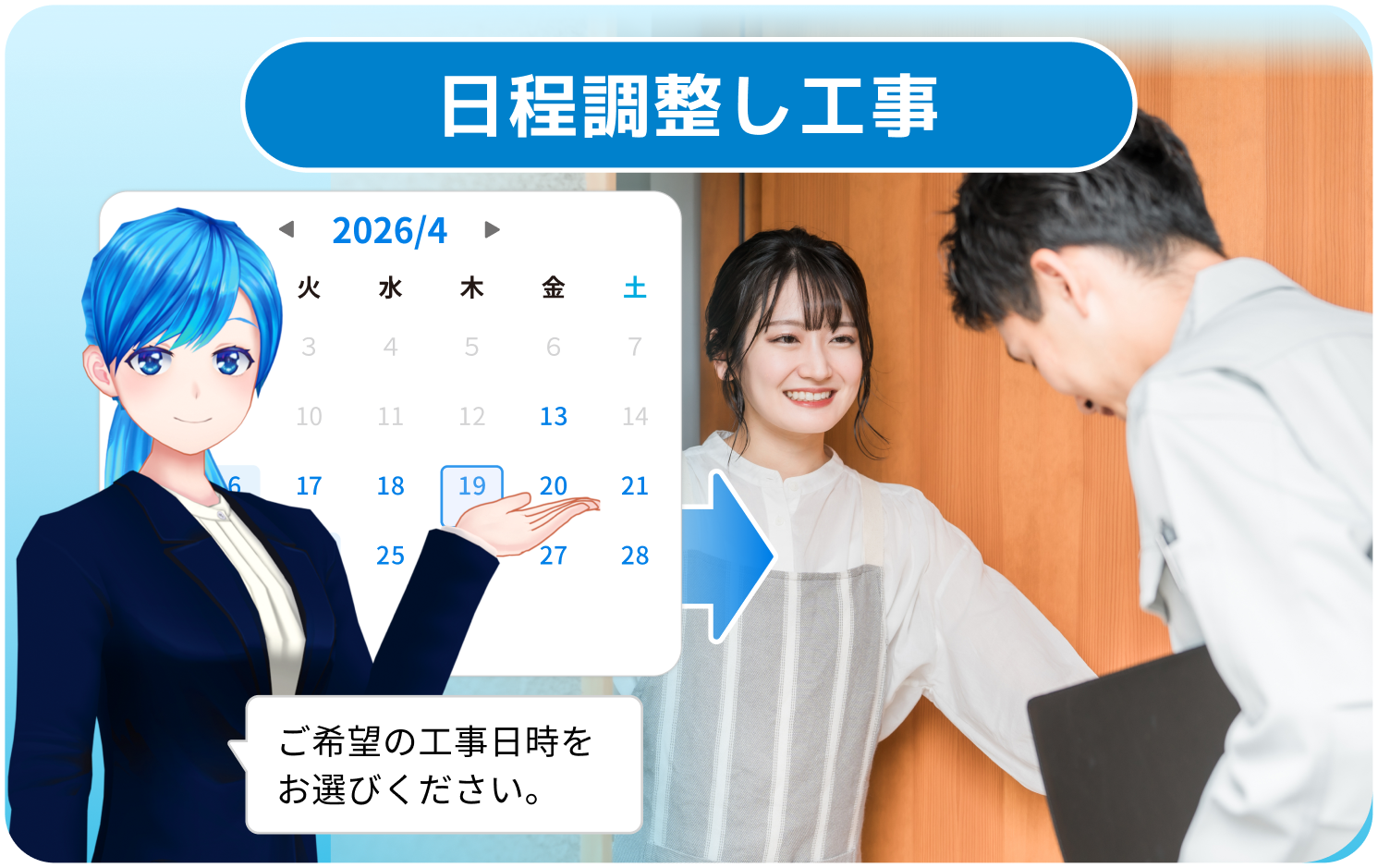 回答しやすい形式で日程調整